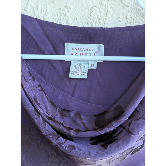 Adrianna Papell Women’s Purple Cowl Neck Silk Blend Lined Sheer Blouse Sz 10 - Picture 7 of 10
